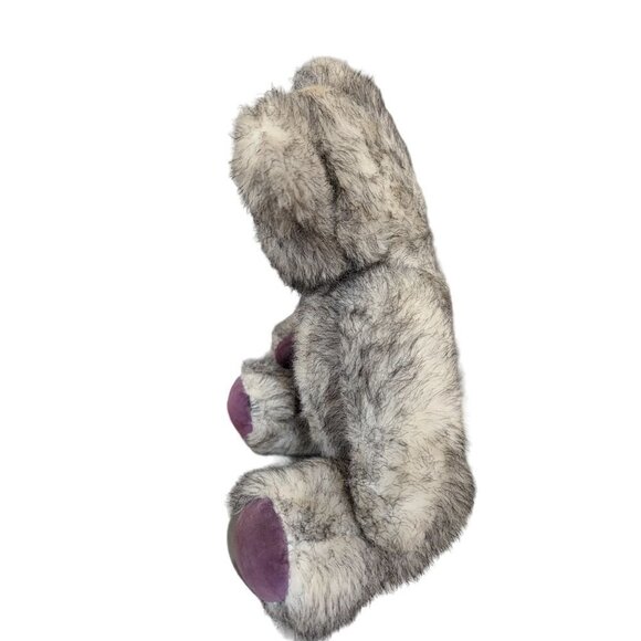 Vintage frosted gray teddy bear plush poseable purple feet pads  18 inch - Picture 4 of 8
